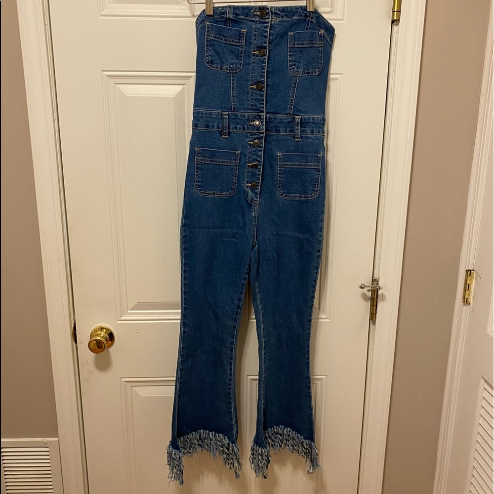 Strapless Jean Jumpsuit